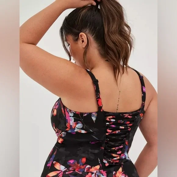 Torrid Mini Scuba Lace-Up Bodycon Mini Dress - Picture 3 of 11